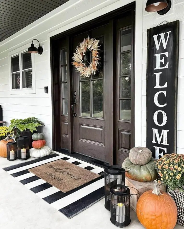 Farmhouse Door with Lanterns