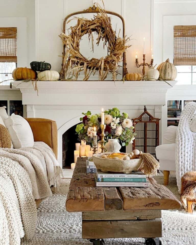 Farmhouse Fall Coffee Table Decor