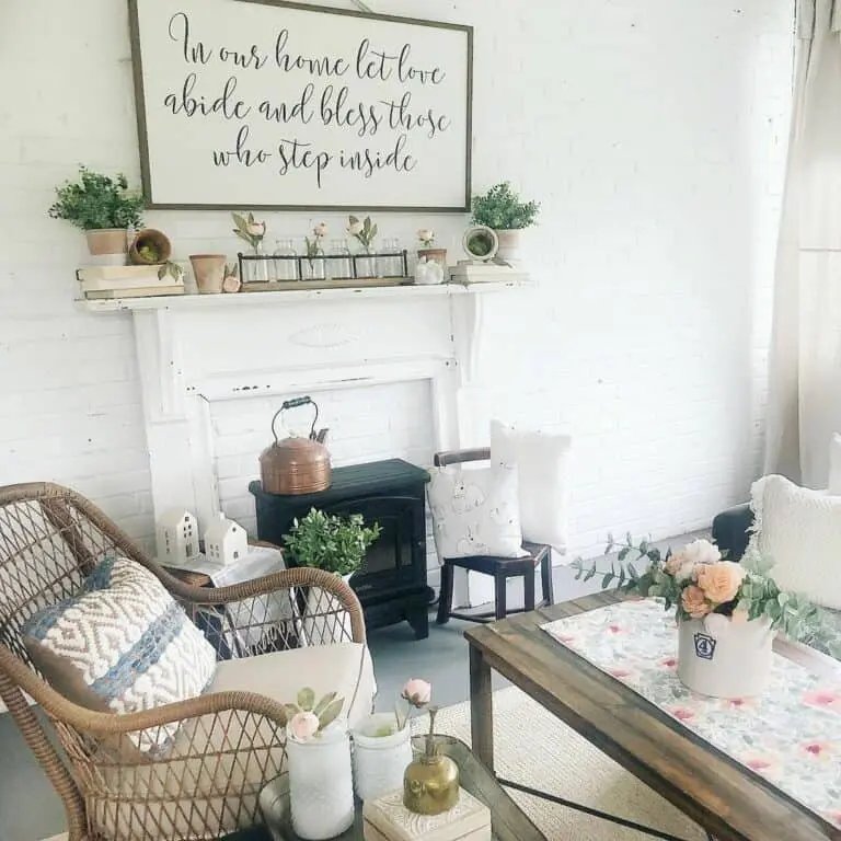 Faux Mantel with Greenery