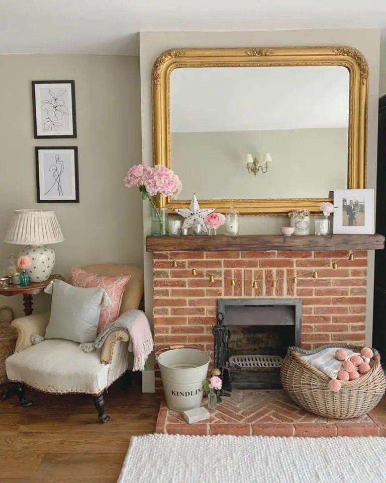 Fireplace with Brass Mirror