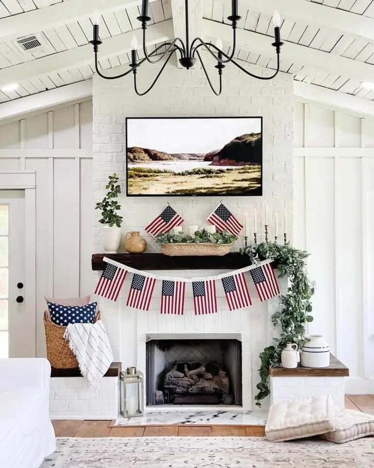 Fourth of July Fireplace Decor