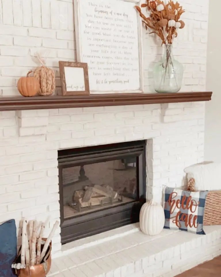 Gratitude-Themed White Fireplace