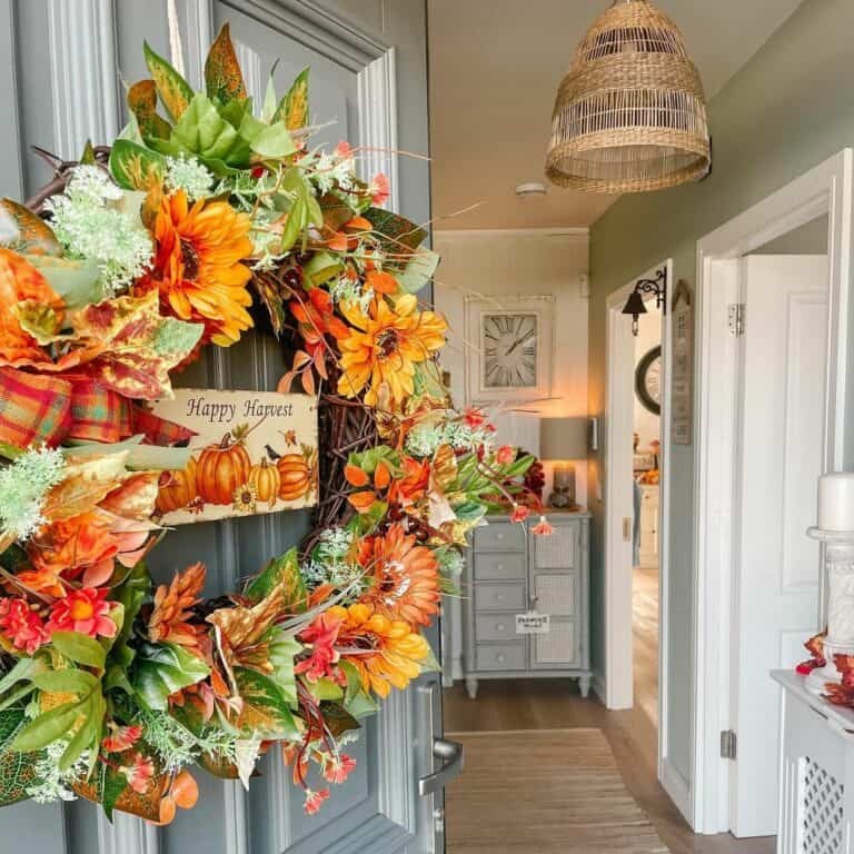 Gray Door with Harvest Wreath