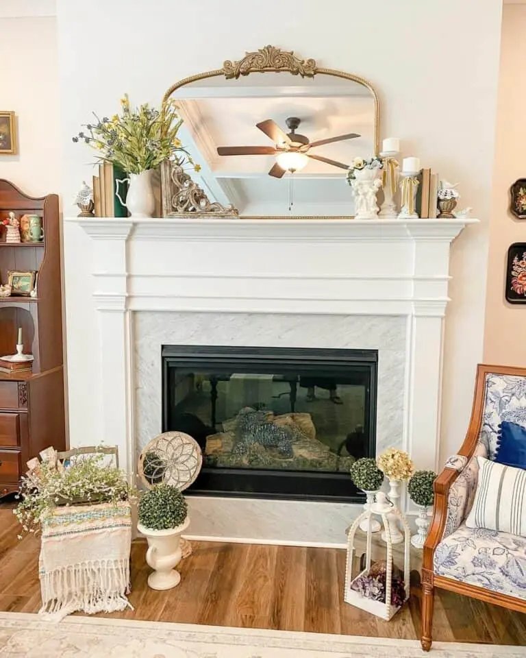 Gray Marble Fireplace Accent