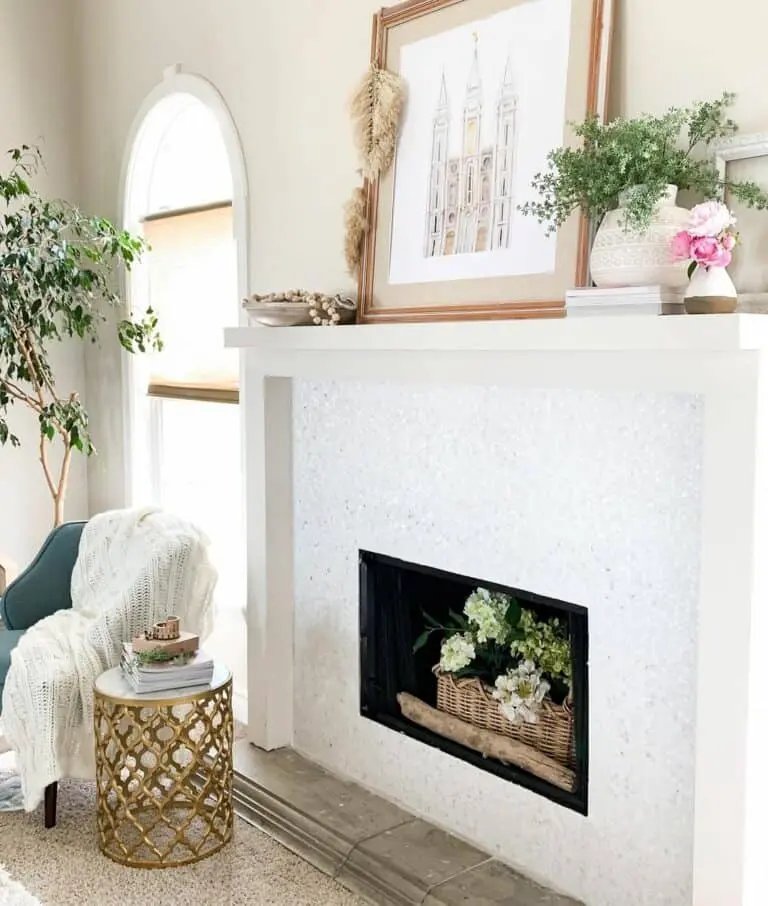Gray Tile Fireplace Decor