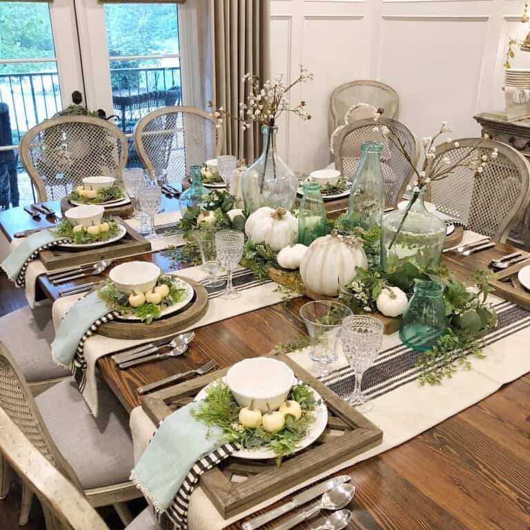 Green and White Fall Decor