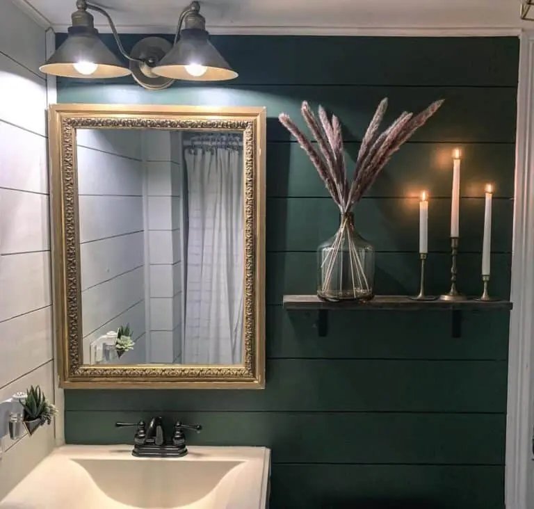 Green Shiplap and Pampas Grass