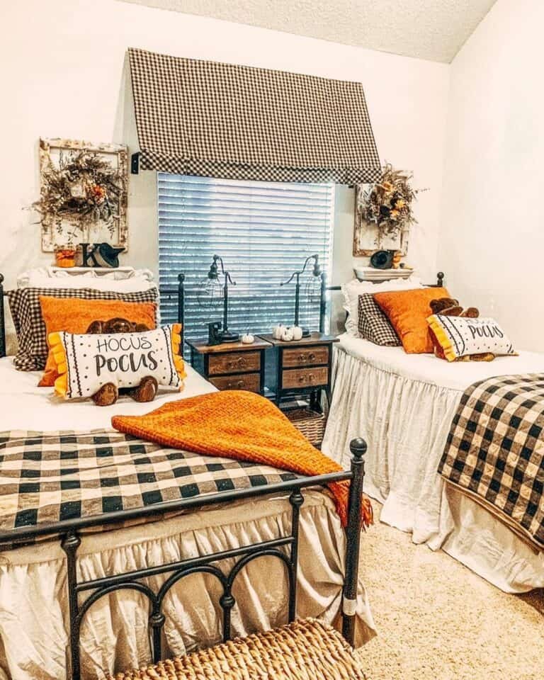 Halloween-Themed Bedding Setup