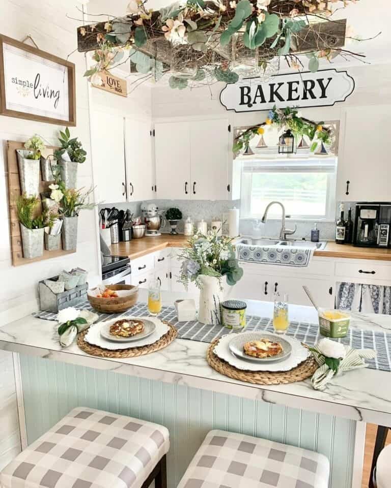 Ladder Decor with Summer Foliage