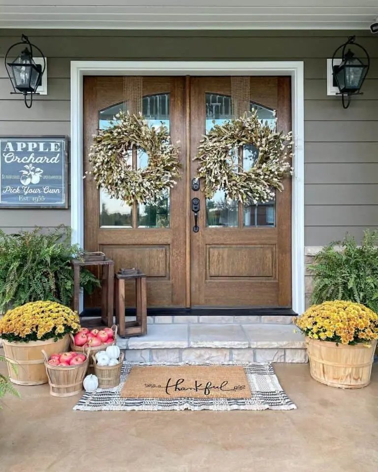 Large Wreaths and Yellow Mums