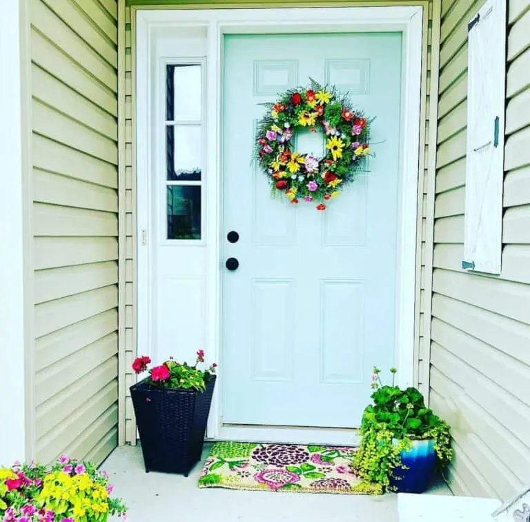 Light Blue Door with Wreath