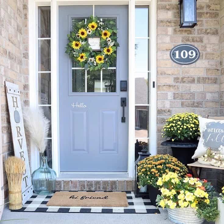 Light Blue Door with Wreath