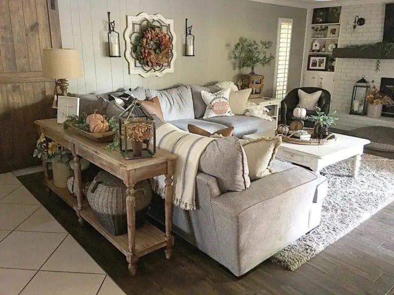 Light Gray Sofa with Fall Decor