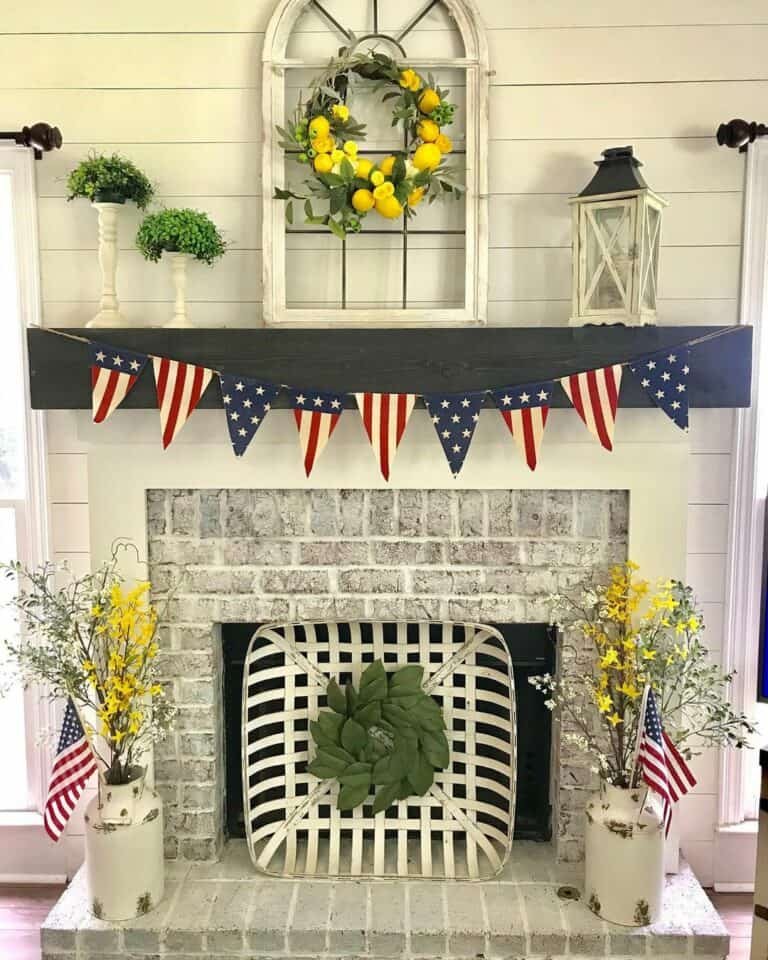 Limewash Fireplace with Lemon Decor
