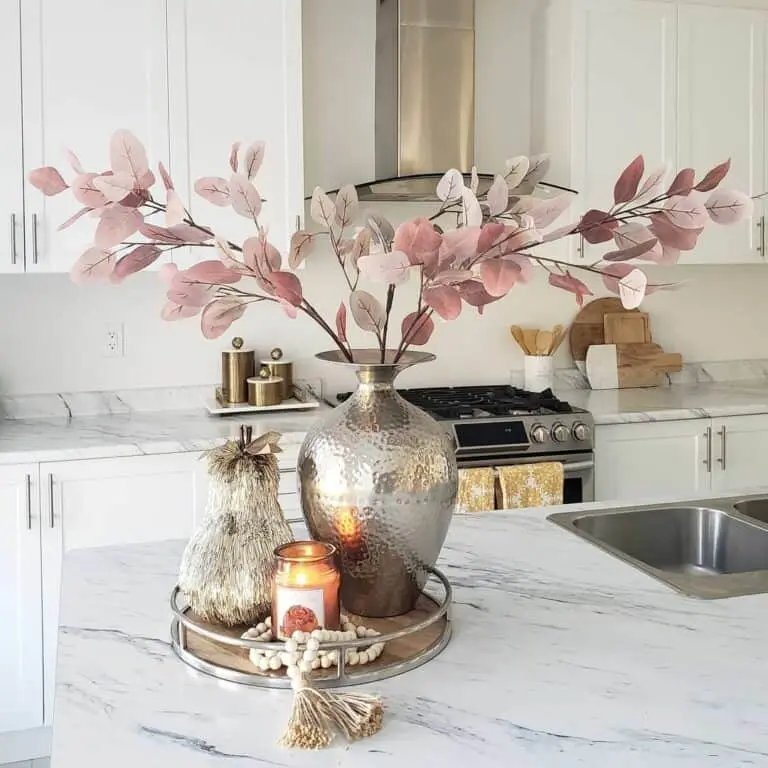 Metallic Vase with Leaves