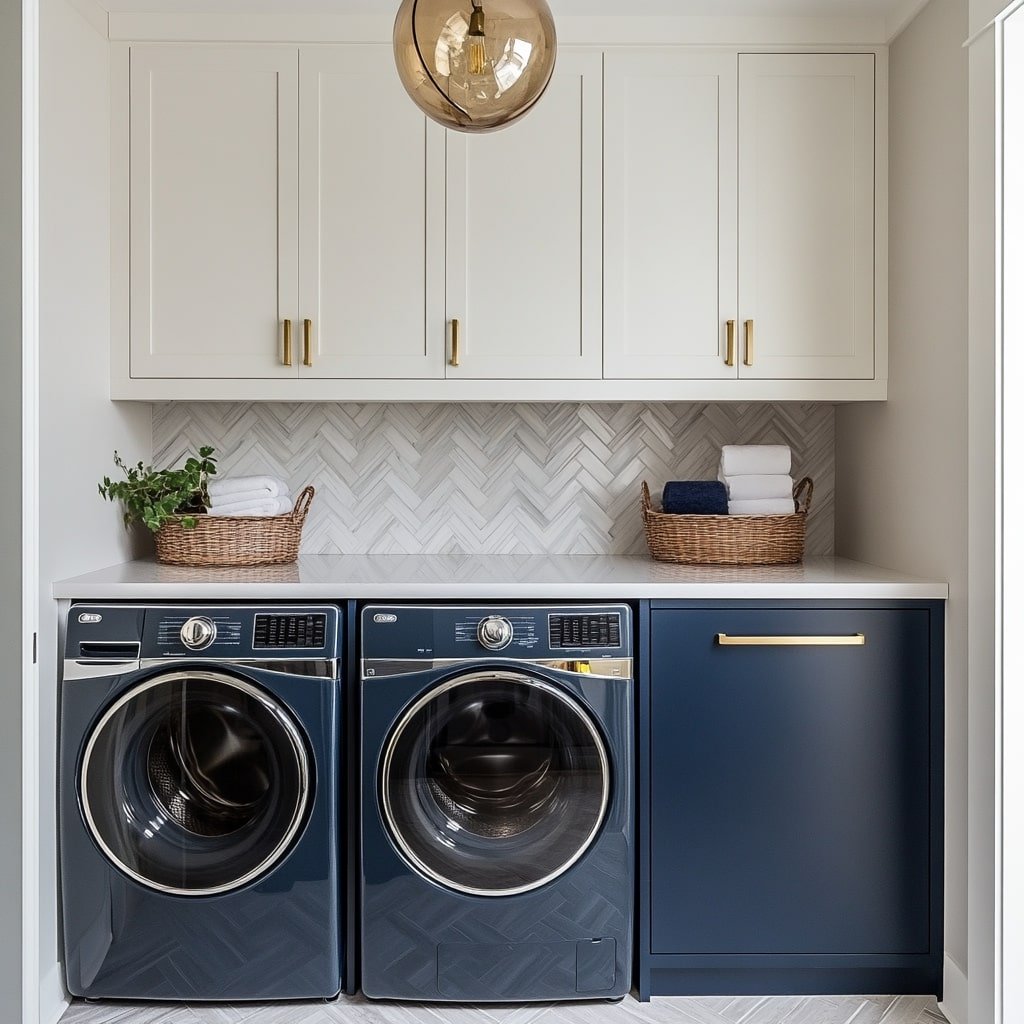 Navy Blue Herringbone Charm