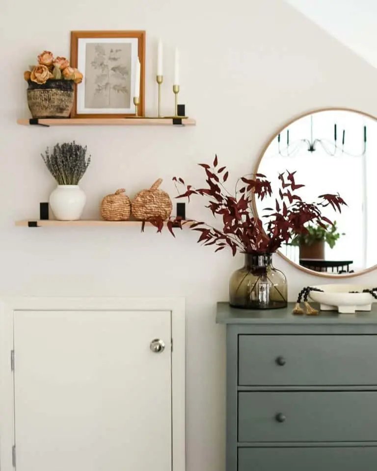 Neutral Dresser with Purple Decor