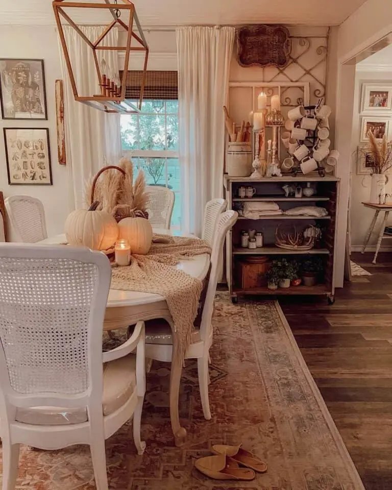 Neutral Fall Decor for Oval Table