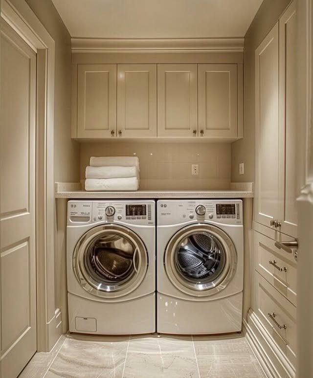 Neutral Toned Laundry Space