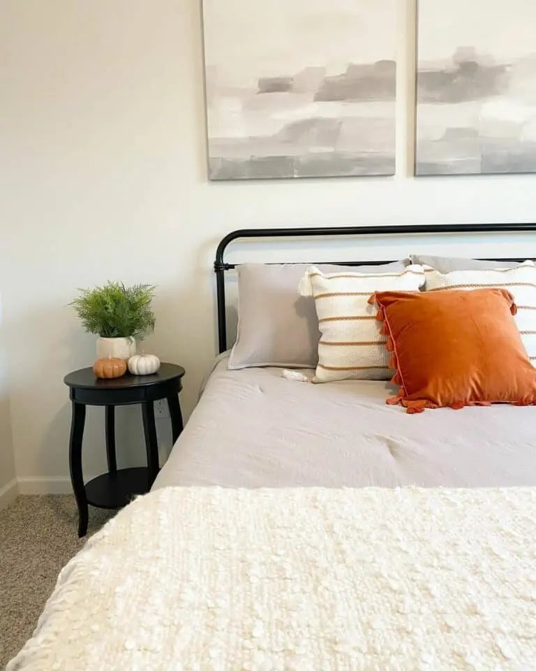 Orange Accent Pillows in Neutral Room