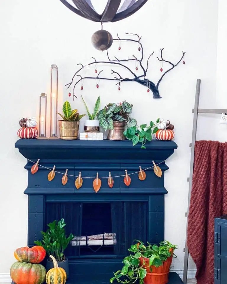 Orange and Green Fireplace Accents