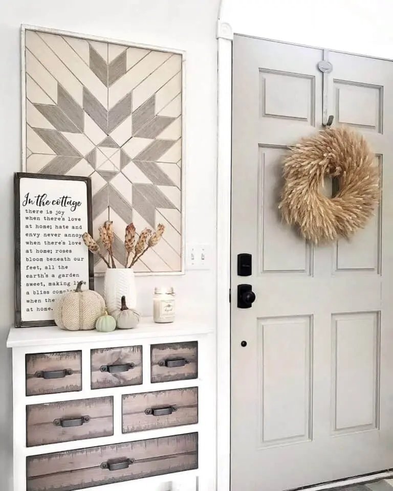 Pale Gray Door with Wreath