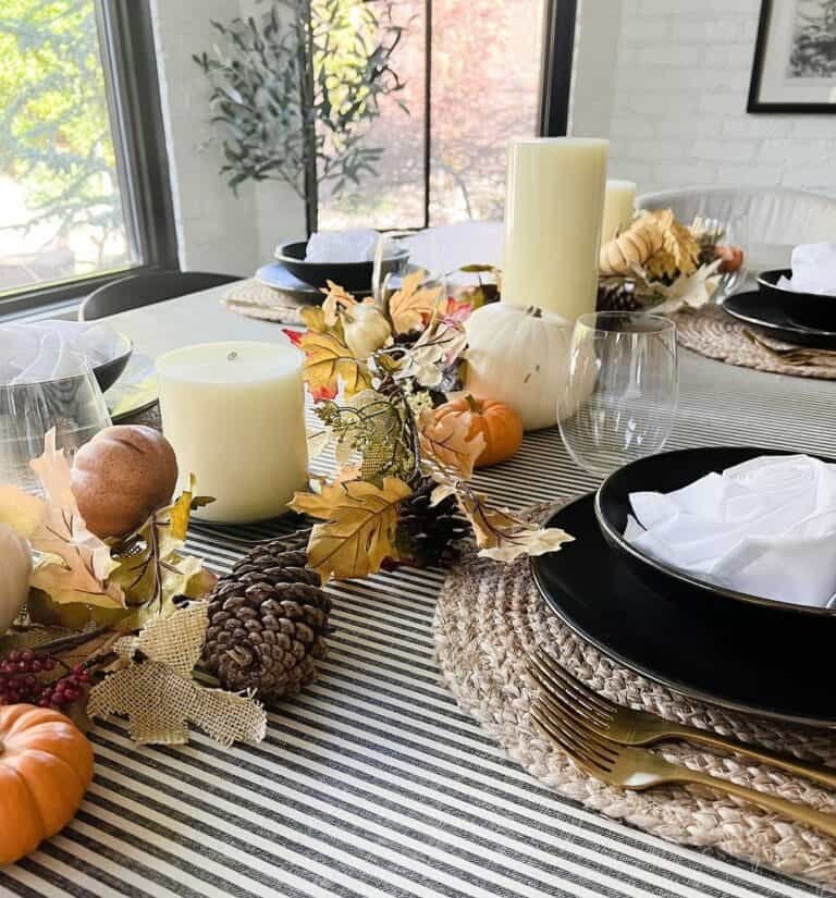 Pinecone and Pumpkin Table Decor