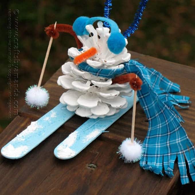 Pinecone Winter Snowman Craft