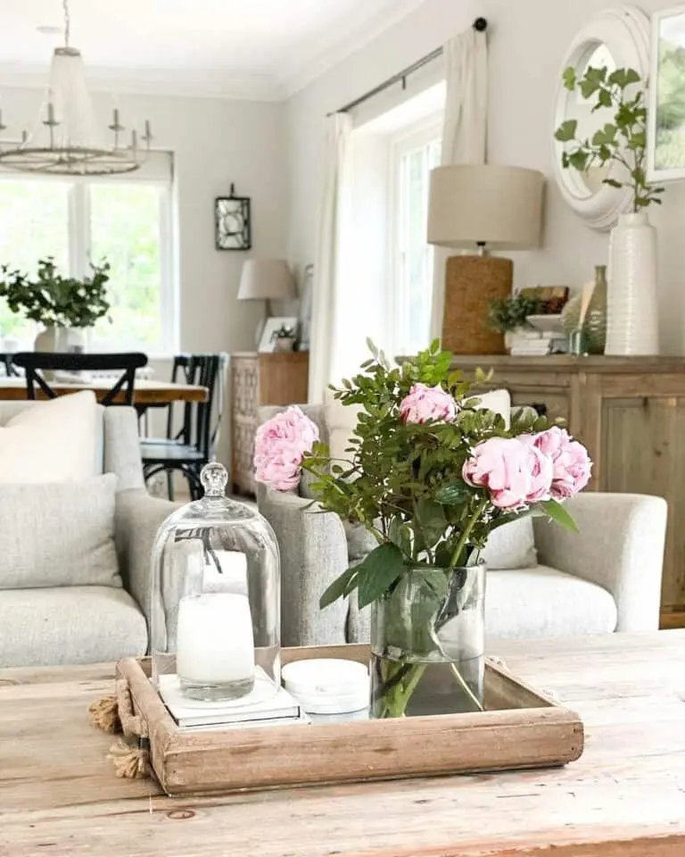 Pink Flowers on Coffee Table
