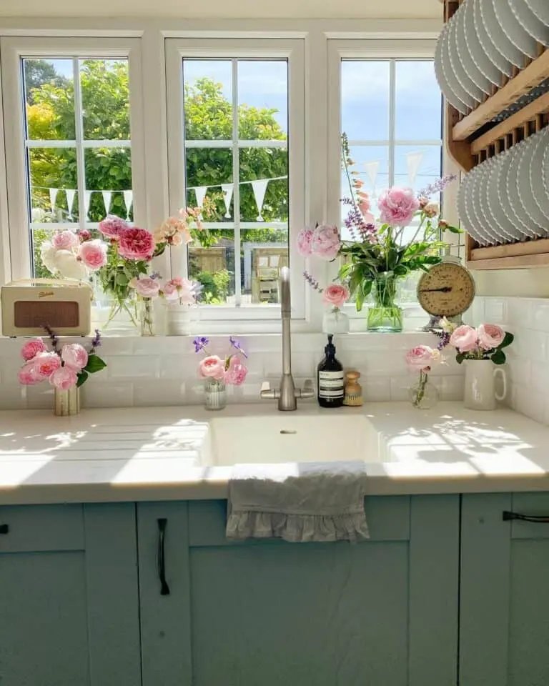 Pink Flowers on Sill