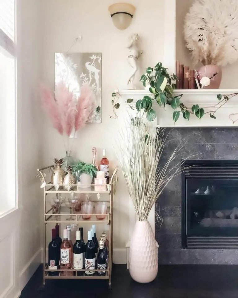 Pink-Themed Bar Cart