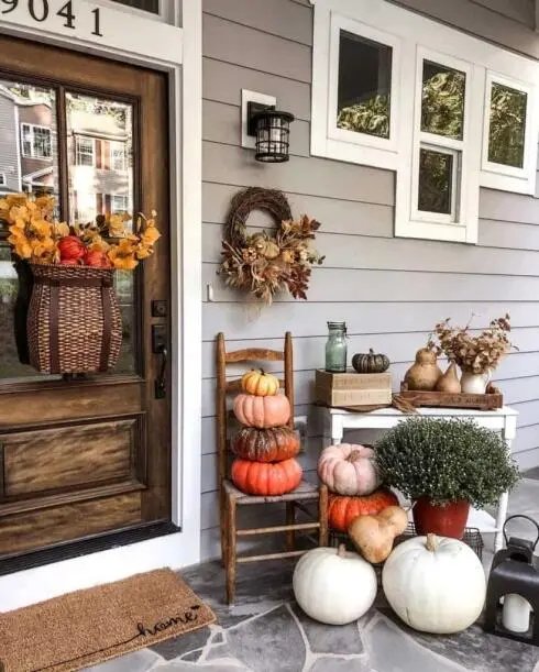 Pumpkin and Basket Display