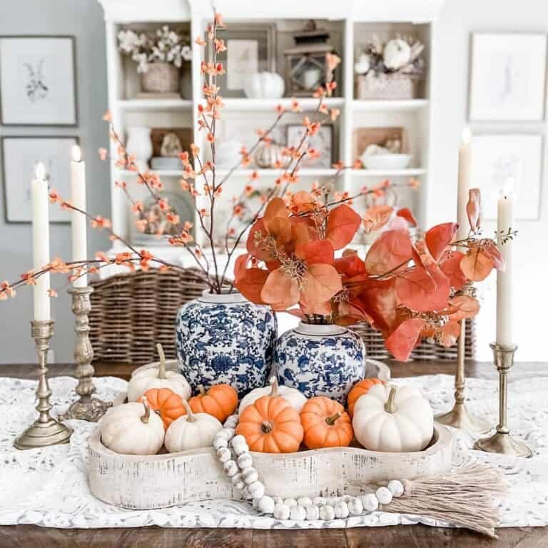 Pumpkin and Leaf Centerpiece