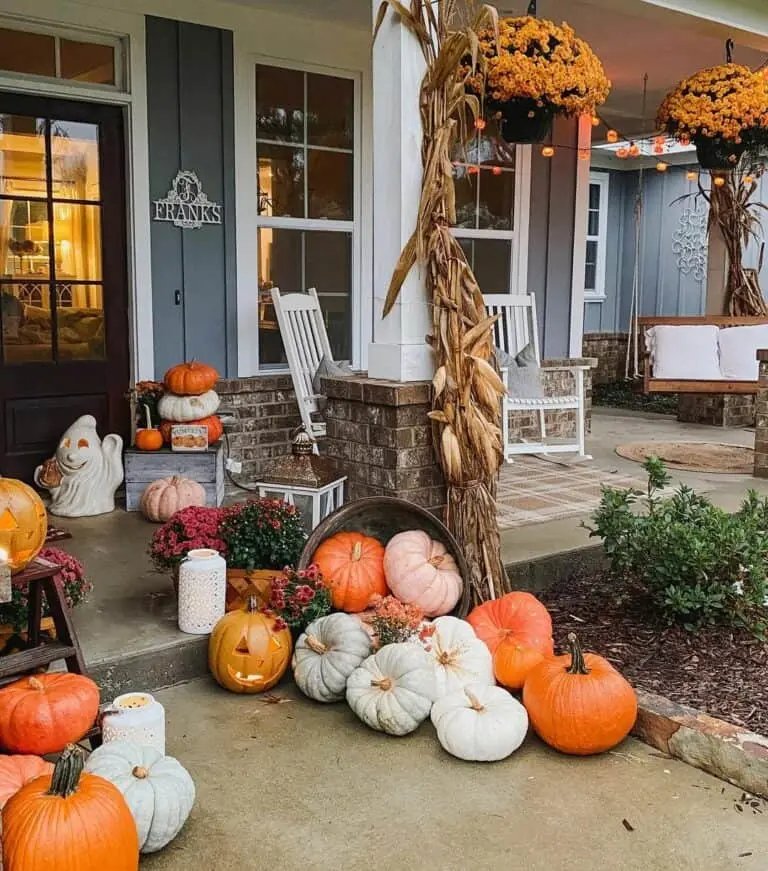 Pumpkin and Mum Lantern Decor