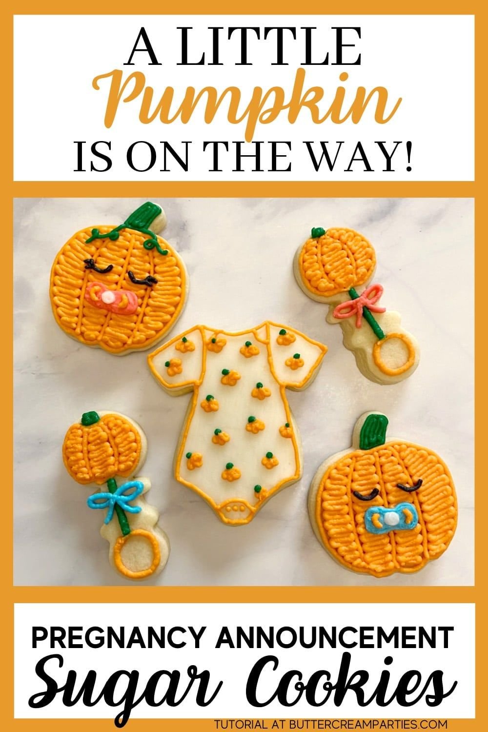 Pumpkin-Themed Baby Shower Cookies