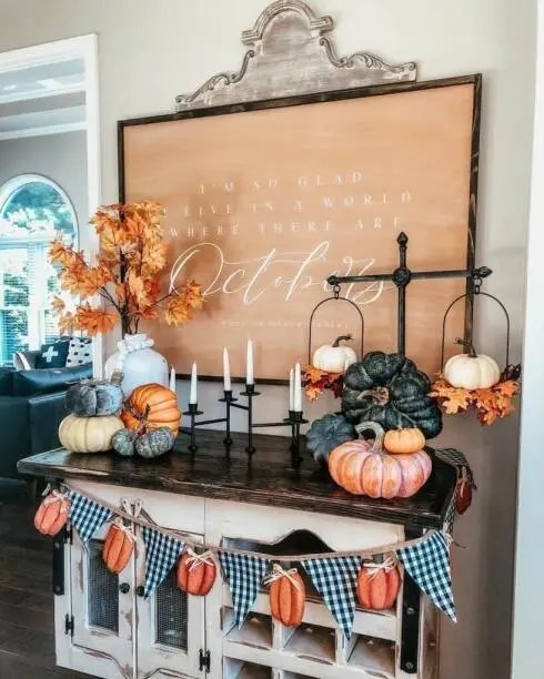 Pumpkin-Themed Console Decor