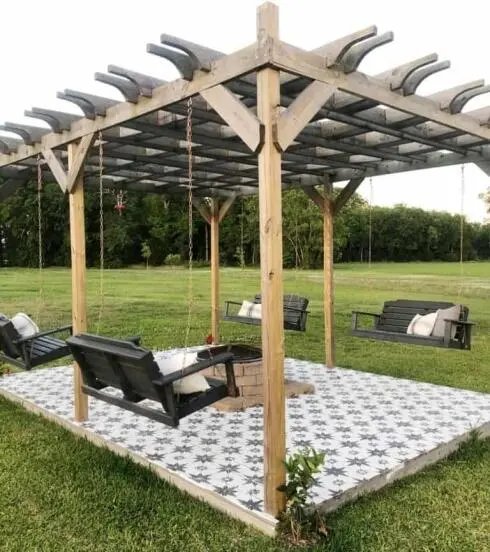 Red Brick Fire Pit Setup