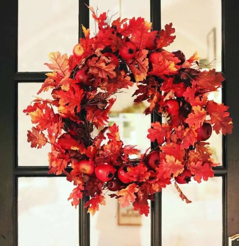 Red Crabapple Wreath on Black Door