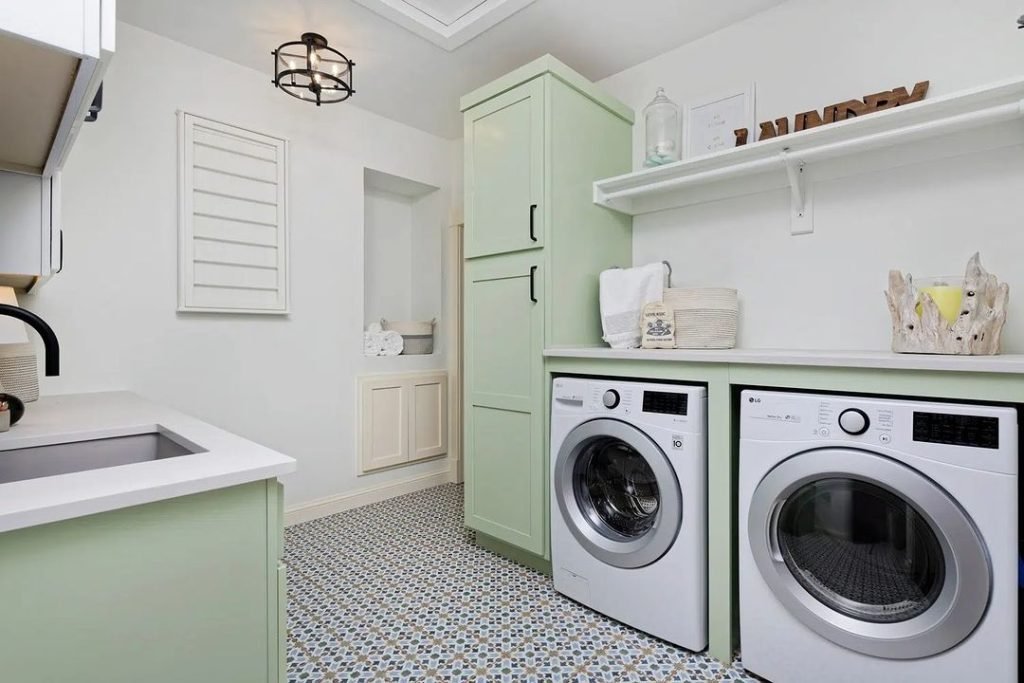 Refreshing Mint Green Laundry Space