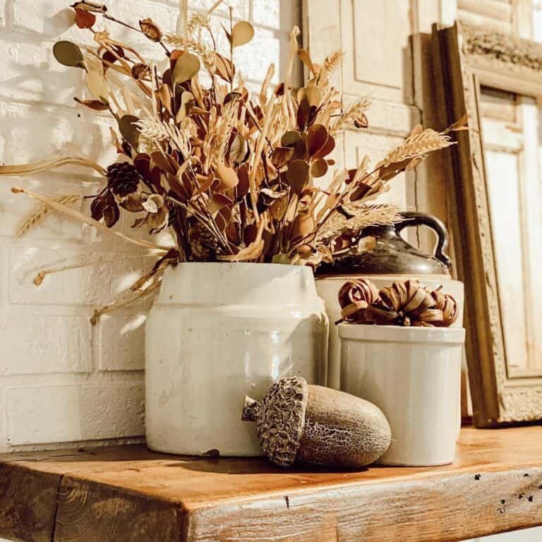 Rustic Fall Mantel Arrangement