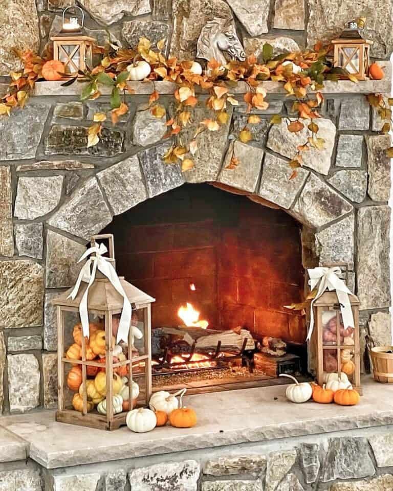 Rustic Stone Fireplace Décor