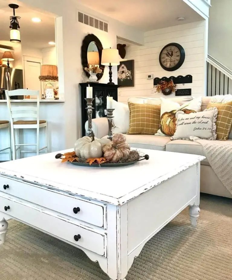Rustic White Coffee Table Decor