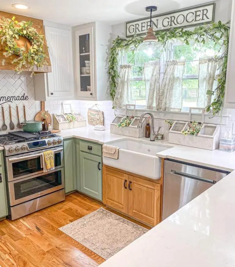 Sage and White Kitchen