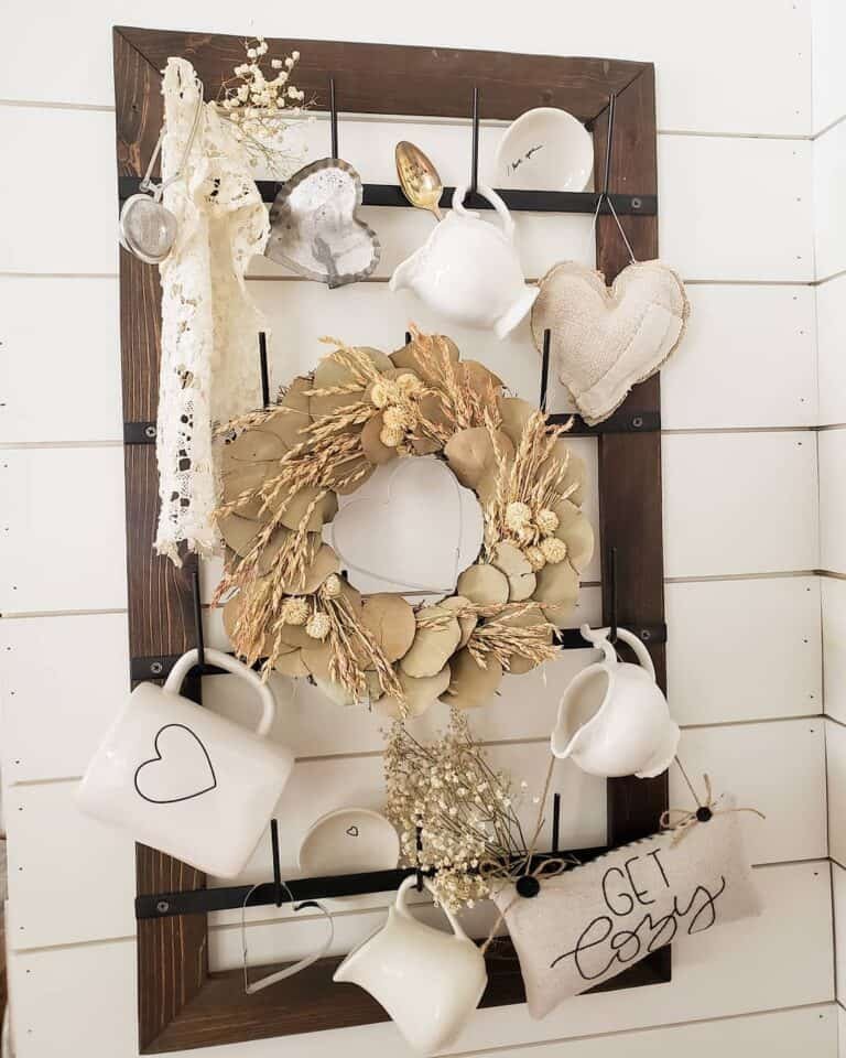 Stained Wood Mug Rack