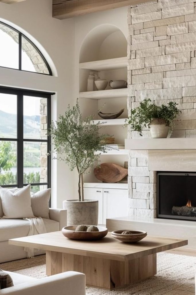 Stone Fireplace Aesthetic