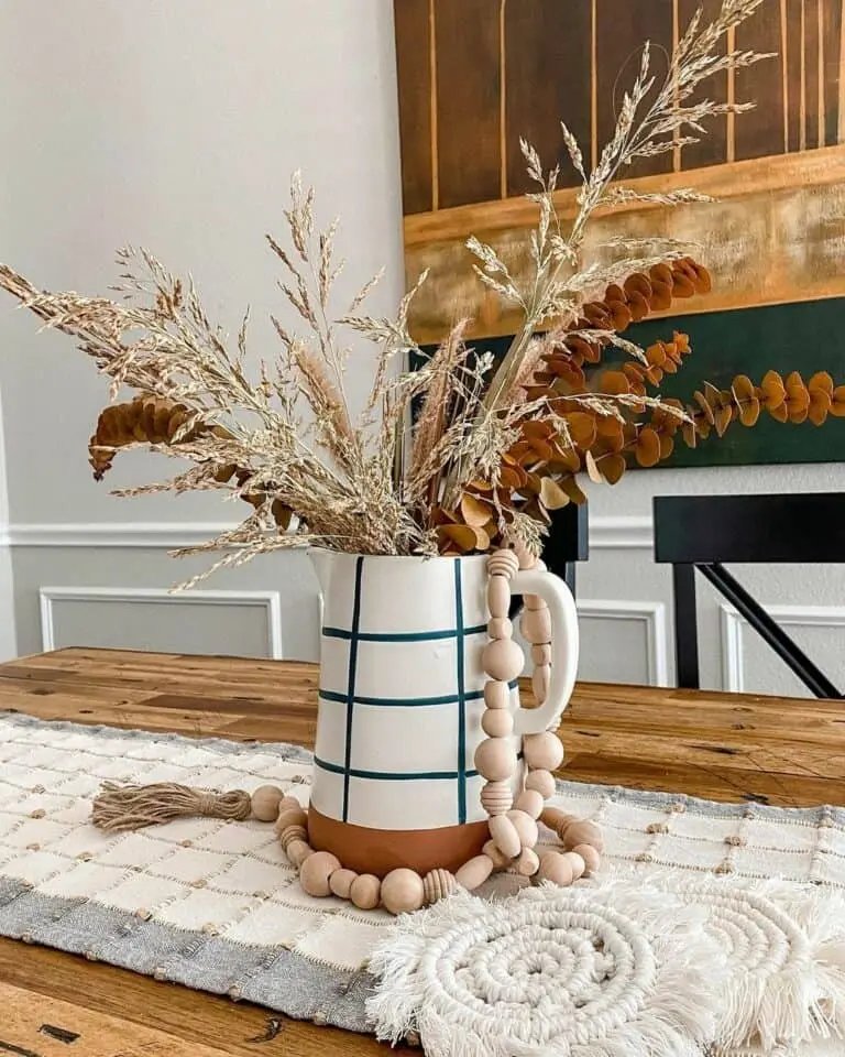 Striped Vase with Dried Flowers