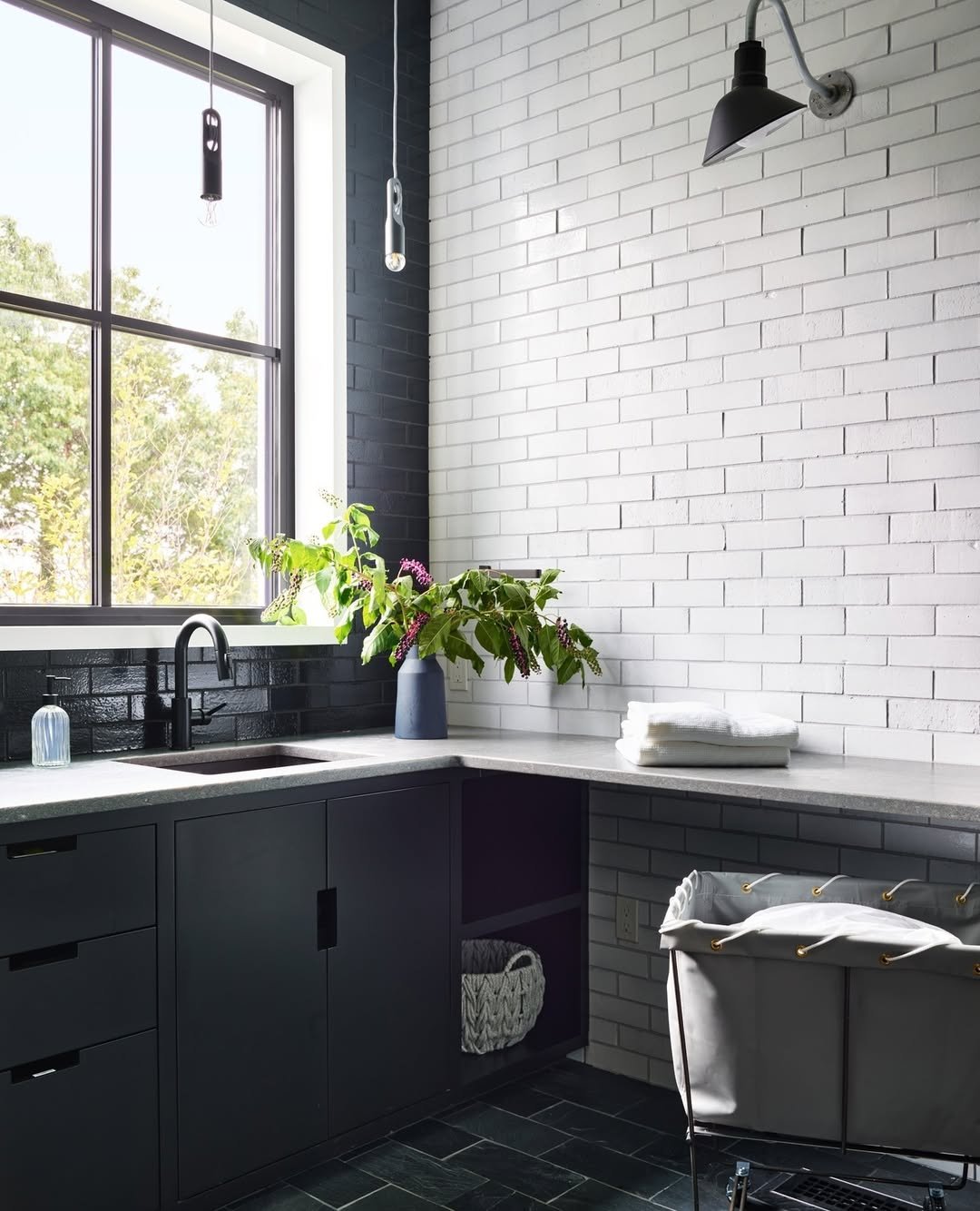 Stylish Contrast in Laundry Room