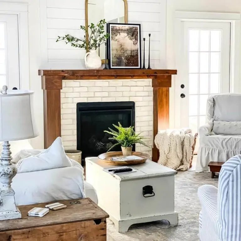 Summer Beige Brick Fireplace