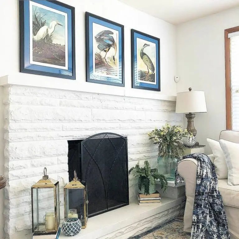 Summer Decor for White Fireplace