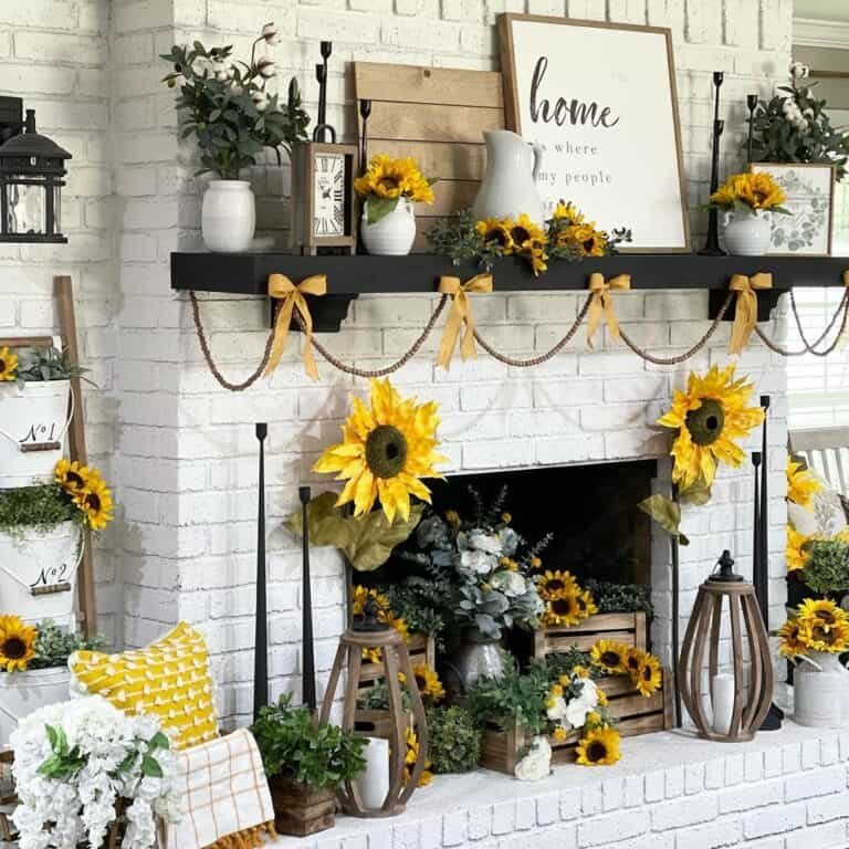 Sunflower Decor for Fireplace
